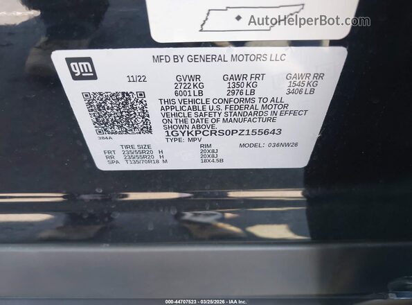 1GYKPCRS0PZ155643 2023 CADILLAC OTHER Black ძრავის განყოფილების ხედი