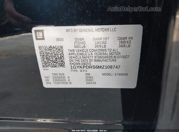1GYKPDRS6MZ108747 2021 CADILLAC OTHER Black ძრავის განყოფილების ხედი