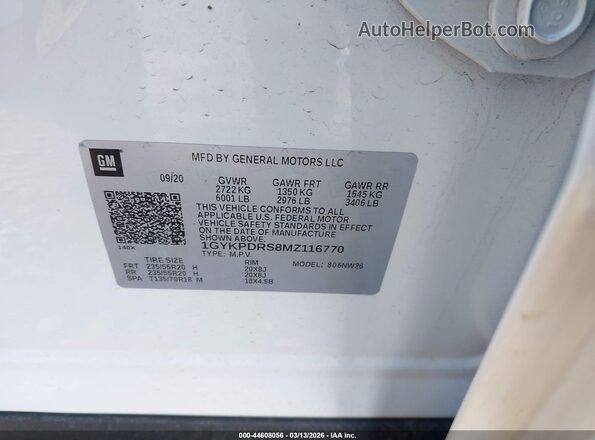 1GYKPDRS8MZ116770 2021 CADILLAC OTHER White Widok komory silnika