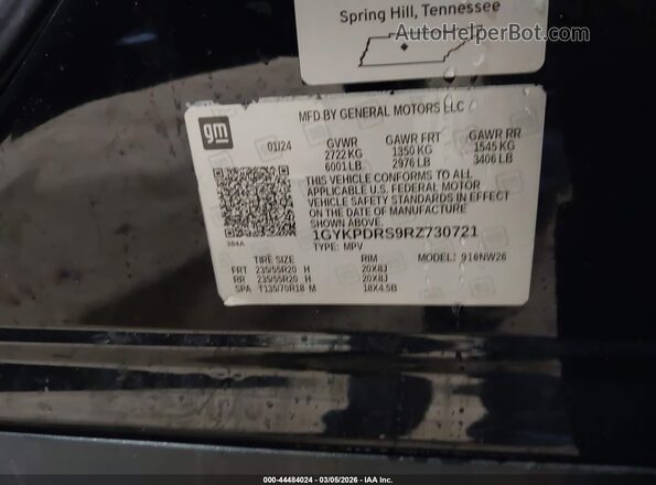 1GYKPDRS9RZ730721 2024 CADILLAC OTHER Black Widok komory silnika