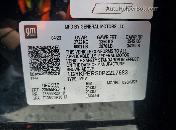 1GYKPERS0PZ217683 2023 CADILLAC OTHER Black ძრავის განყოფილების ხედი