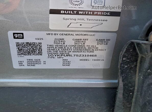 1GYKPURL7SZ310468 2025 CADILLAC OTHER Серый 