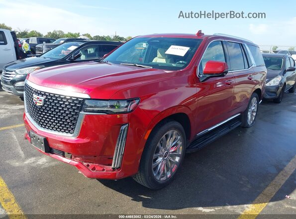 1GYS3CKL3MR198402 2021 CADILLAC ESCALADE Red წინა მარცხენა ხედი სამი მეოთხედიდან