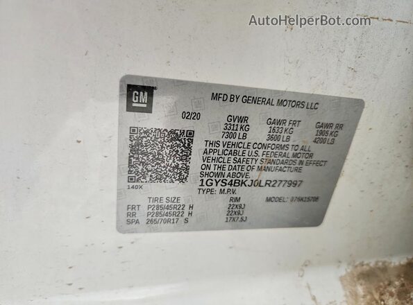 1GYS4BKJ0LR277997 2020 CADILLAC ESCALADE White Widok wnętrza 360 stopni