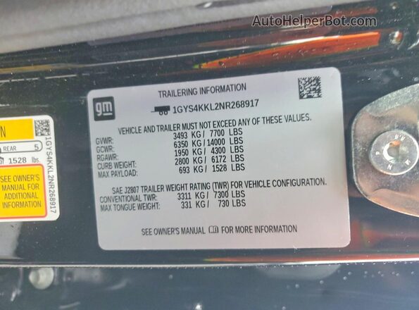 1GYS4KKL2NR268917 2022 CADILLAC ESCALADE Black 