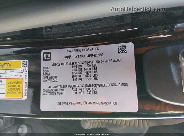 1GYS4KKL4PR420599 2023 CADILLAC ESCALADE Black Vista del compartimento del motor