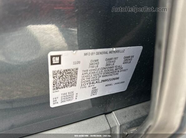 1GYS4LKL2MR210696 2021 CADILLAC ESCALADE Gray Вид підкапотного простору