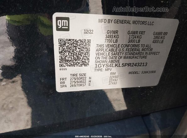 1GYS4LKL5PR243213 2023 CADILLAC ESCALADE Black 