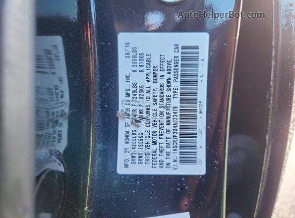 1HGCR2F3XHA033479 2017 HONDA ACCORD Черный Вид наклейки с VIN-кодом