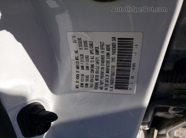 1HGCR2F79GA212159 2016 HONDA ACCORD White Widok naklejki z numerem VIN