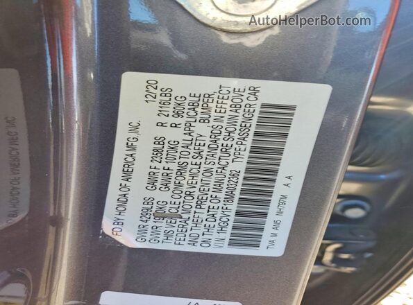 1HGCV1F18MA032362 2021 HONDA ACCORD Серый Вид подкапотного пространства