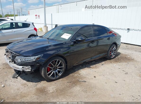 1HGCV1F31KA070420 2019 HONDA ACCORD Black Առջևի ձախ երեք քառորդ տեսարան