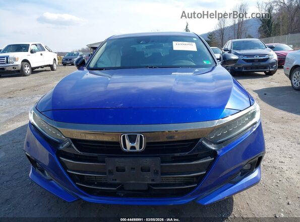 1HGCV1F35MA075204 2021 HONDA ACCORD Синий Вид задней части салона