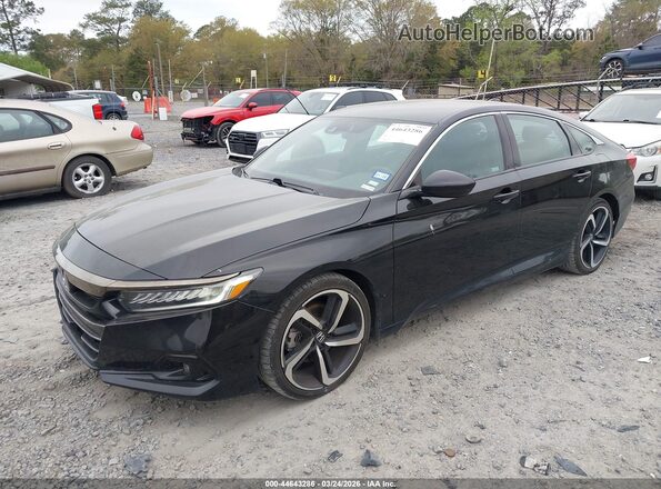 1HGCV1F35NA040261 2022 HONDA ACCORD Black წინა მარცხენა ხედი სამი მეოთხედიდან