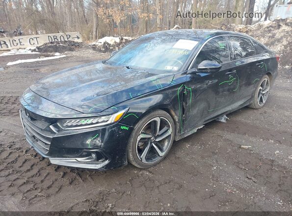 1HGCV1F36MA050523 2021 HONDA ACCORD Black Առջևի ձախ երեք քառորդ տեսարան