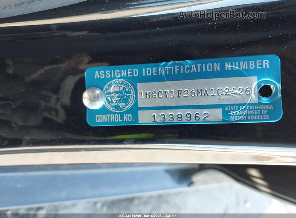 1HGCV1F36MA102426 2021 HONDA ACCORD Черный Вид подкапотного пространства