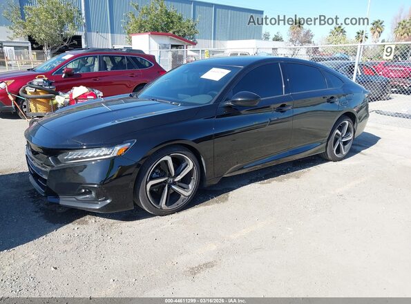 1HGCV1F36MA102426 2021 HONDA ACCORD Черный Передняя левая четверть
