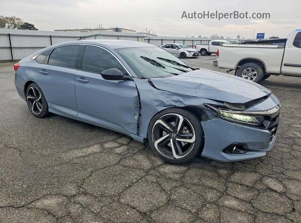1HGCV1F38MA068747 2021 HONDA ACCORD Blue Delantero derecho