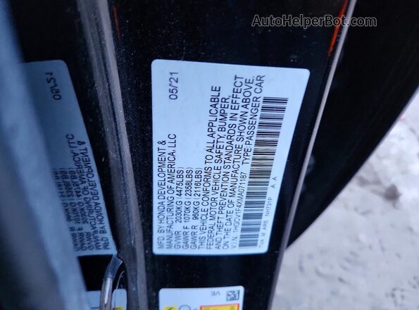 1HGCV1F4XMA071187 2021 HONDA ACCORD Black Вид підкапотного простору