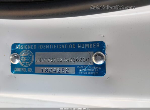 1HGCV2F32JA036250 2018 HONDA ACCORD White Engine compartment view