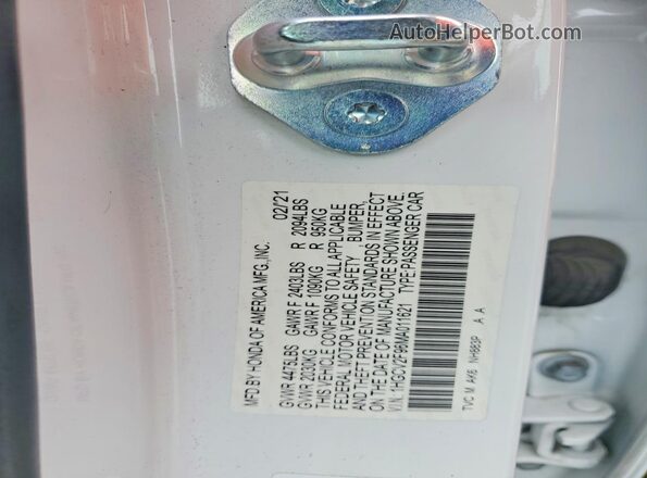 1HGCV2F96MA011621 2021 HONDA ACCORD Белый Вид подкапотного пространства