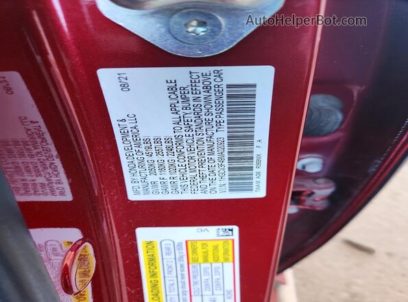 1HGCV3F49MA020923 2021 HONDA ACCORD Red Widok komory silnika