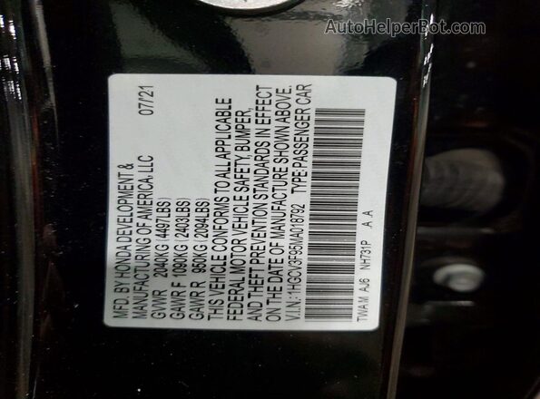 1HGCV3F95MA018792 2021 HONDA ACCORD Black Շարժիչի բաժամունքի տեսք