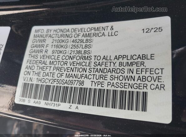 1HGCY2F50SA097798 2025 HONDA ACCORD HYBRID Black Vista del compartimento del motor
