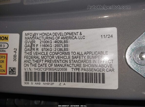1HGCY2F56SA020658 2025 HONDA ACCORD HYBRID Gray 