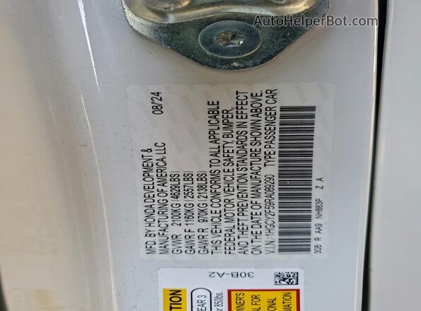 1HGCY2F59RA089290 2024 HONDA ACCORD White 