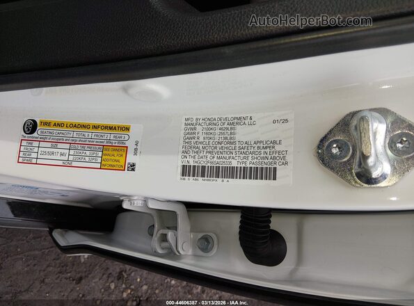 1HGCY2F66SA025335 2025 HONDA ACCORD White Շարժիչի բաժամունքի տեսք