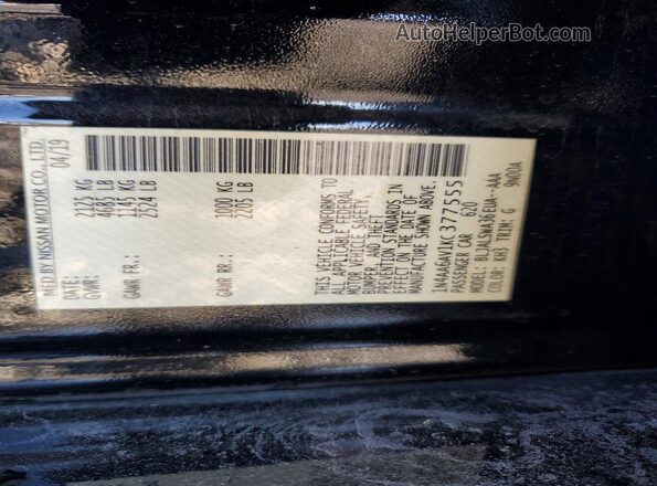 1N4AA6AV1KC377555 2019 NISSAN MAXIMA Black 