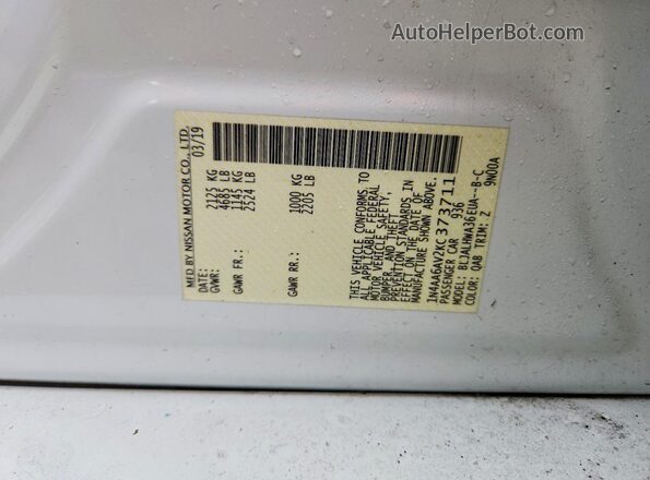 1N4AA6AV2KC373711 2019 NISSAN MAXIMA PLATINUM White Շարժիչի բաժամունքի տեսք
