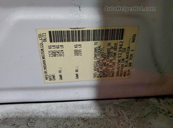 1N4AA6CV5MC513962 2021 NISSAN MAXIMA White Շարժիչի բաժամունքի տեսք