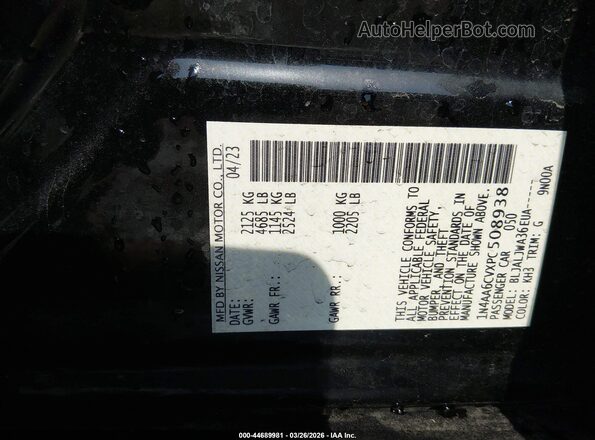 1N4AA6CVXPC508938 2023 NISSAN MAXIMA Black ძრავის განყოფილების ხედი