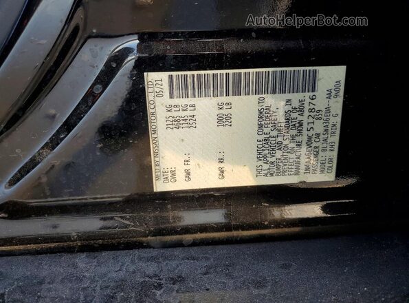 1N4AA6EV0MC512876 2021 NISSAN MAXIMA SR Black Вид наклейки з VIN-кодом