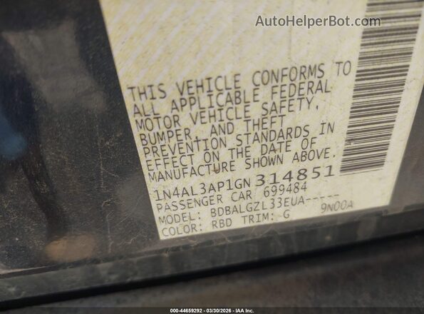 1N4AL3AP1GN314851 2016 NISSAN ALTIMA Black Widok komory silnika