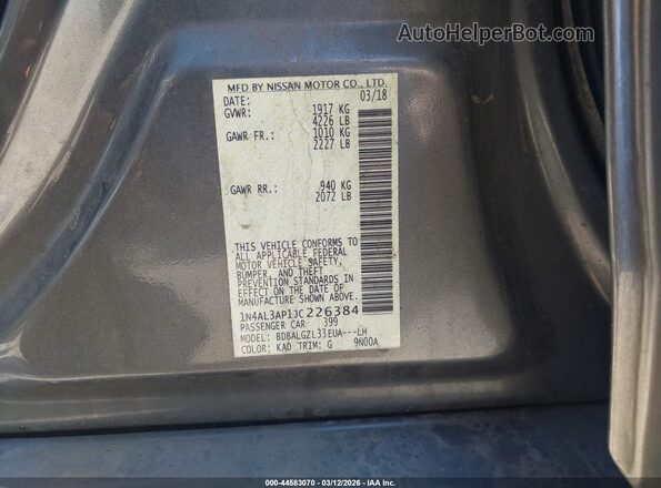 1N4AL3AP1JC226384 2018 NISSAN ALTIMA Gray Engine compartment view