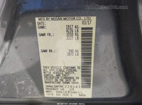 1N4AL3AP2HC229143 2017 NISSAN ALTIMA Gray 