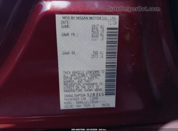 1N4AL3AP3GN328315 2016 NISSAN ALTIMA Red 
