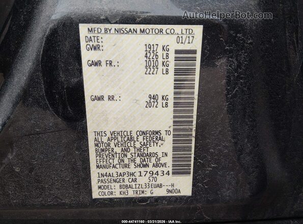 1N4AL3AP3HC179434 2017 NISSAN ALTIMA Black Vista del compartimento del motor