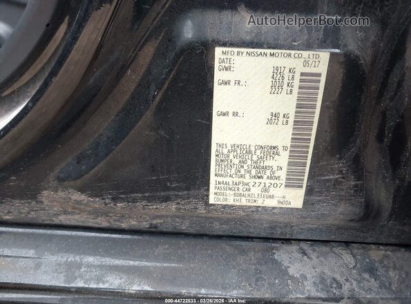 1N4AL3AP3HC271207 2017 NISSAN ALTIMA Black ძრავის განყოფილების ხედი