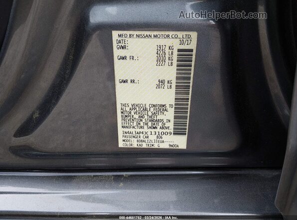 1N4AL3AP4JC131009 2018 NISSAN ALTIMA Gray Widok komory silnika