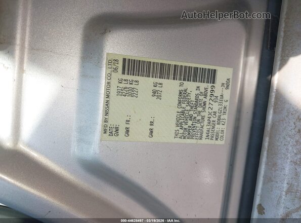 1N4AL3AP4JC272999 2018 NISSAN ALTIMA Gray ძრავის განყოფილების ხედი
