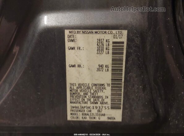 1N4AL3AP5HC193755 2017 NISSAN ALTIMA Серый 
