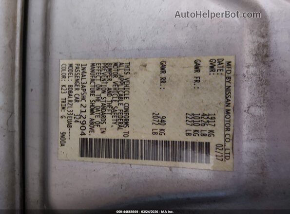 1N4AL3AP5HC212904 2017 NISSAN ALTIMA Silver 