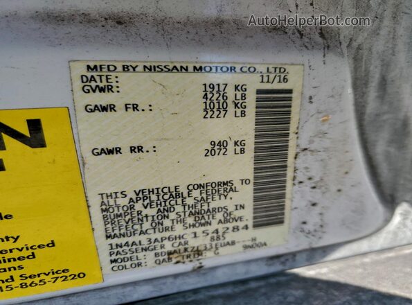 1N4AL3AP6HC154284 2017 NISSAN ALTIMA White Engine compartment view