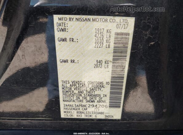 1N4AL3AP6HC294206 2017 NISSAN ALTIMA Black Вид підкапотного простору