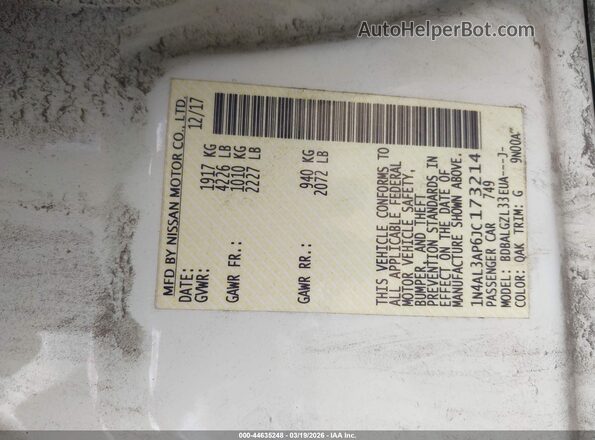 1N4AL3AP6JC173214 2018 NISSAN ALTIMA White Vista del compartimento del motor