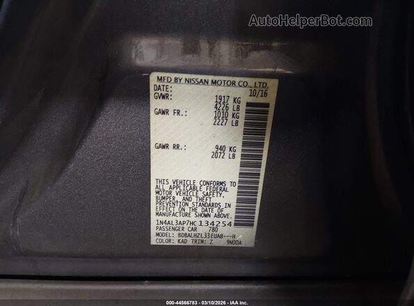 1N4AL3AP7HC134254 2017 NISSAN ALTIMA Gray 